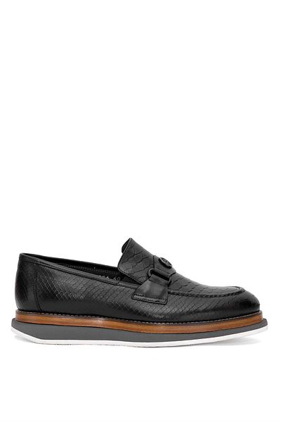 LUCIANO BELLINI 25Y-C10303 Genuine Leather Men's Casual Shoes Black