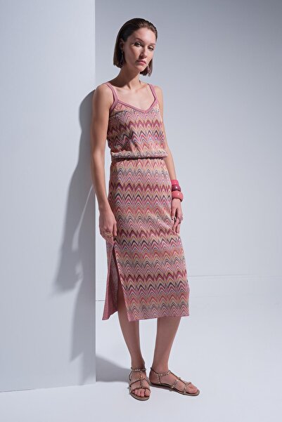 JOIN US İp Askılı Beli Lastikli Simli Multi Midi Elbise