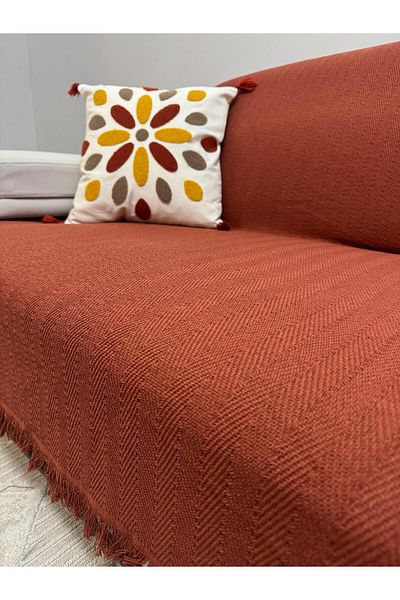 ŞENER HOME Modern Multi-Purpose Throw & Sofa Cover - Cinnamon