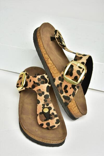 Fox Shoes U 777917002   Papuci de damă din piele intoarsa leopard