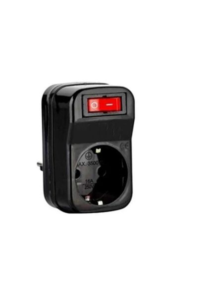 gaman Black Surge Protected Single Switch Socket with 3500 Watt Protection Against Surge