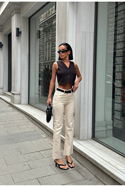 Diviny Women's High Waist Cutout Leg Mini Flare Jean