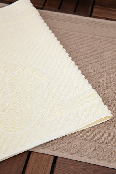 FAVORA Leoline 100% Cotton 2-Piece Foot Towel - Brown - Beige