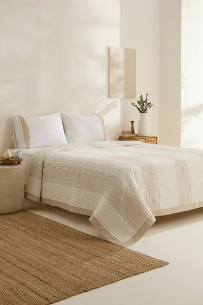 Karaca Home Beige Double Pique Suit 100% Cotton Kerten