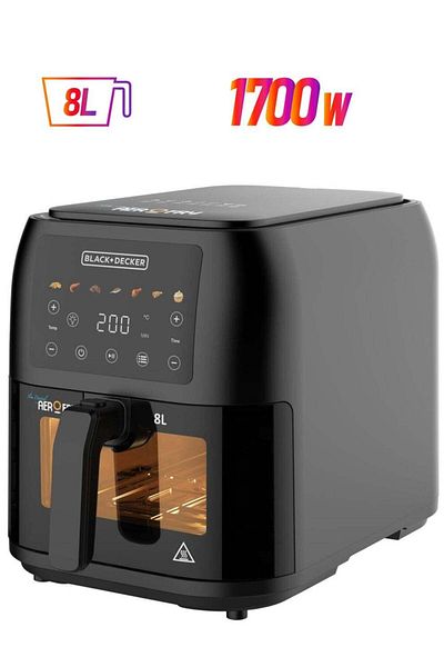 Black&Decker BLACK+DECKER Air Fryer, 1700W, 8L Large Capacity, Digital Touch Control, 7 Preset Functions