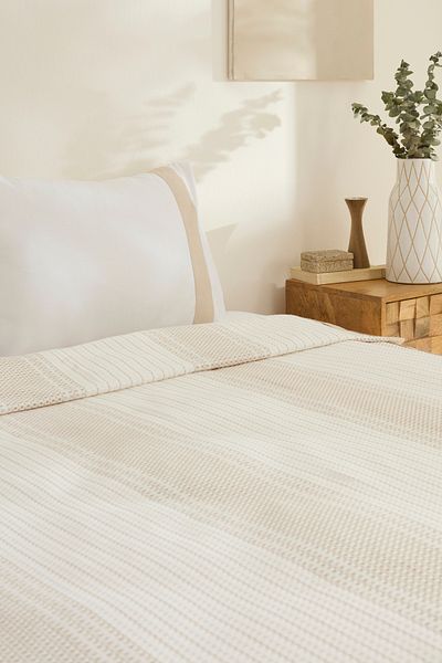 Karaca Home Beige Double Pique Suit 100% Cotton Kerten