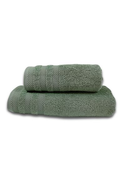 Class Home Collection Set of 2 highly absorbent towels, 100% Jacquard Cotton, 500 gsm, 50x100cm + 70x140 cm, Audo, Green