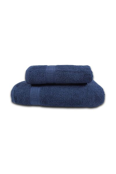 Class Home Collection Set of 2 absorbent towels, 100% Cotton, 480 gsm density, 50x100 cm + 70x140 cm, Theodorus, Navy
