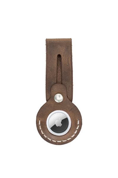 PLM Apple Airtag Compatible Leather Keychain Beta Aa6 Brown