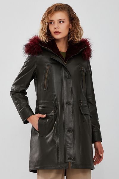 Derimod سترة نسائية بغطاء للرأس باللون الأخضر من Celine 23WGE5144R3