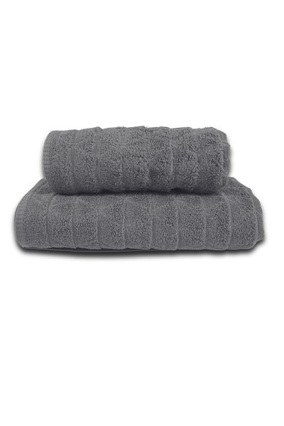 Class Home Collection Set of 2 absorbent towels, 100% Jacquard Cotton, 390 gsm, 50x100 cm + 70x140 cm, Mermin, Grey