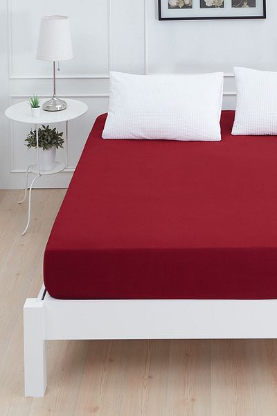 Mislina Home Roza Baby dětské elastické česané bavlněné prostěradlo Claret Red