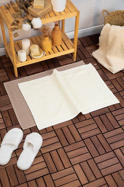 FAVORA Leoline 100% Cotton Premium Πετσέτα ποδιών 2 τεμαχίων - Καφέ - Κρέμα