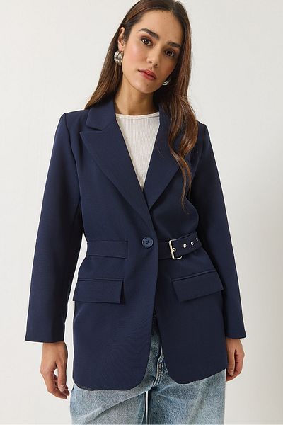 Bianco Lucci Women's Belt Detailed Lined Blazer Jacket 8132 60283134