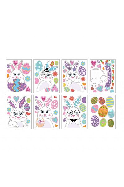 Blulu Set 8 foi cu stickere de Paste pentru fereastra Blulu, vinil, multicolor