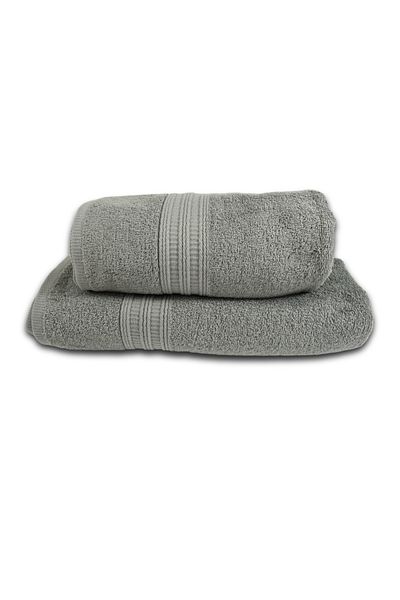 Class Home Collection Set of 2 absorbent towels, 100% Cotton, density 520 gsm, 50x100 cm + 70x140 cm, Glaucia, Grey