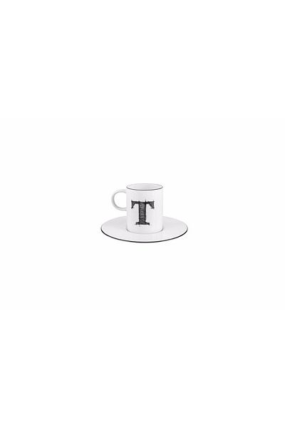Porland (t) Letter Coffee Cup with Plate 85Cc