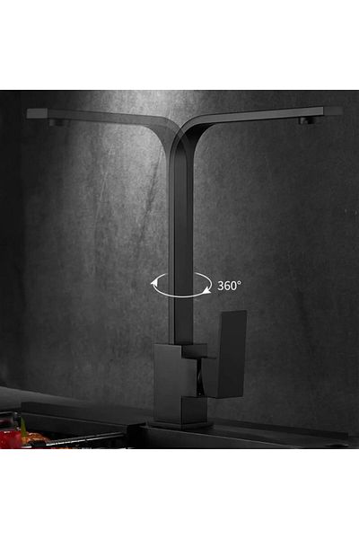 VENİTA Venita Black Kitchen Faucet Hot Cold Double Water Inlet Square Kitchen Faucet Soft