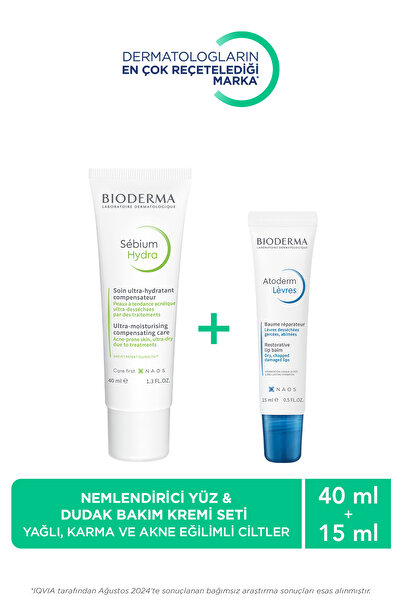 Bioderma Nemlendirici Dudak Kremi & Akneye Eğilim Gösteren, Kuruyan Hassas Ciltler Yatıştırıcı Bakım Kremi