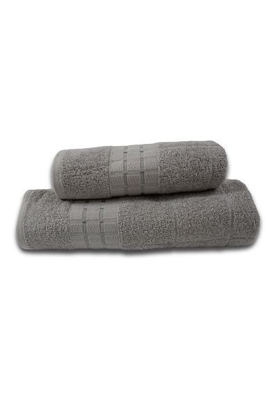 Class Home Collection Set 2 prosoape absorbante, 100% Bumbac Jacquard, 450 g/m², 50x100 cm + 70x140 cm, Notus, Argintiu