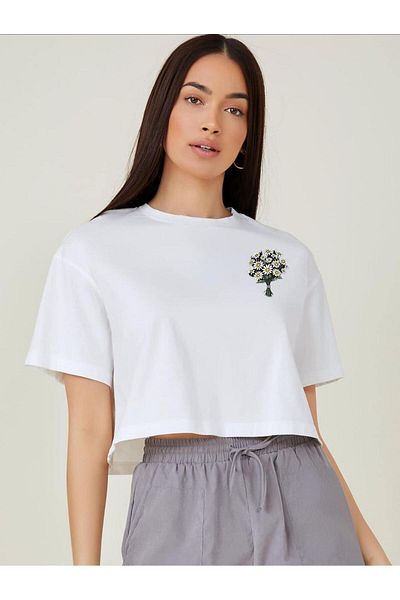 woonkey TRIOC CROP OVERSIZE CU GÂT DE BICICLETA IMPRIMAT MARGARETE DE FEMEI