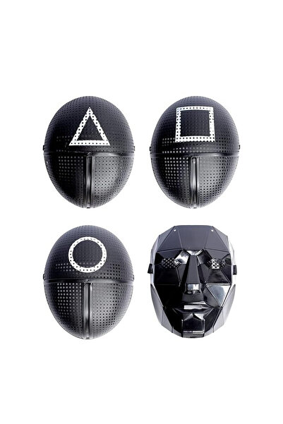 KidMania Set 4 masti KidMania® Squid Game – Cerc, Patrat, Triunghi, Lider, marime universala One Size