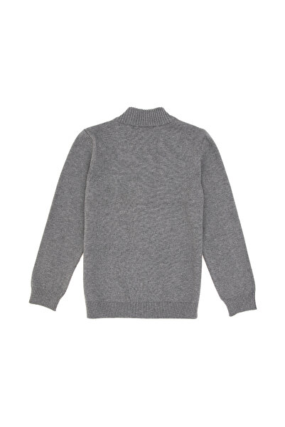 U.S. Polo Assn. Erkek Çocuk Gri Melanj Fermuarlı Triko Hırka 50295560-VR086
