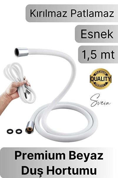 Svein Premium 1,5 mt Beyaz 360 Derece Dönebilen Kıvrılmayan Esnek Yumuşak Sil...