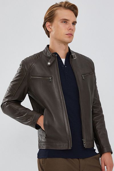 Derimod Paul Men's Sports Leather Jacket - Mink 23wge650347