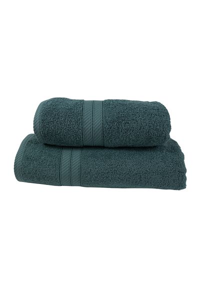 Class Home Collection Set of 2 absorbent towels, 100% Cotton, 500 gsm density, 50x100 cm + 70x140 cm, Moonstar, Green