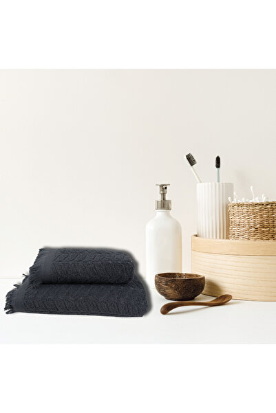 Class Home Collection Set of 2 highly absorbent towels, 100% Jacquard Cotton, 430 gsm, 50x100cm+70x140cm, Ireneus, Gray