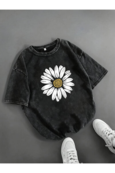 PENTHİLUS Γυναικείο καλοκαιρινό άνετο μπλουζάκι με στάμπα μαργαρίτας - Φαρδιά...