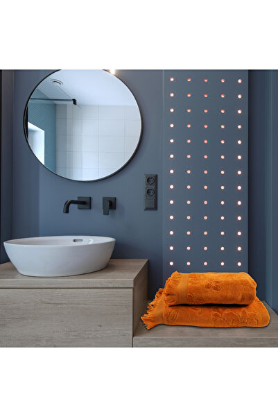 Class Home Collection Set of 2 highly absorbent towels, 100% Cotton Velour Jacquard, 500 gsm, 50x100cm+70x140cm,Ion,Orange