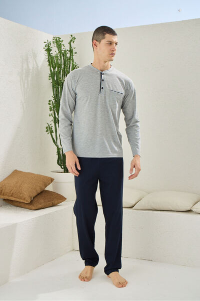 KLY Чоловічий бавовняний піжамний комплект великого розміру Battal