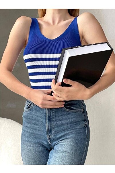 WOMAN VISION Жіноча смугаста блуза з V-подібним вирізом 0305