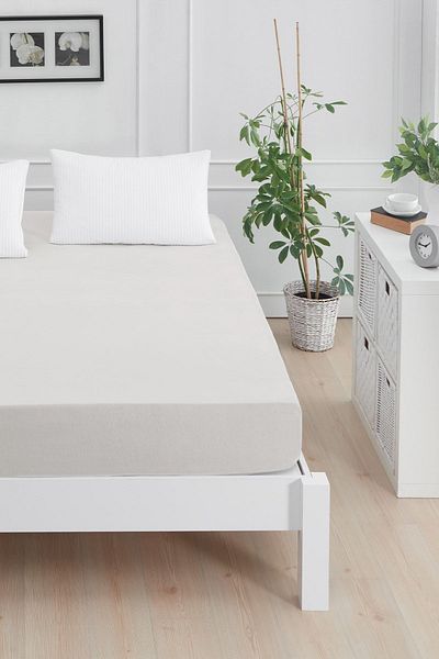 Mislina Home Roza Double Elastic Combed Cotton Sheet Light Gray
