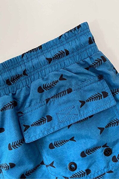 AYYILDIZ 845 Ανδρικό σορτς μαγιό με μοτίβο μπλε ψαριού