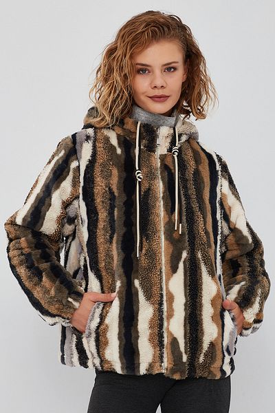 Derimod Cortina Women's Patterned Double Sided Teddy Coat 23Wgd5092Ff