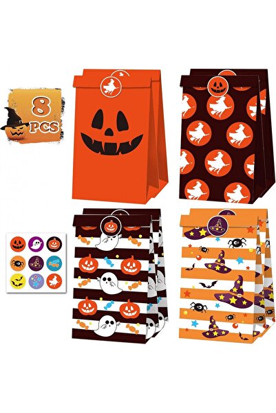 FullJoyHut Set 8 pungi de cadouri cu stickere pentru Halloween FullJoyHut, ha...