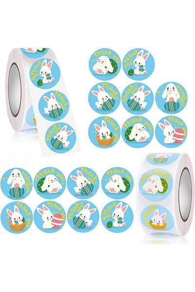 ENAIAH Set of 2 rolls with 1000 stickers for Easter ENAIAH, paper, multicolor, 2.5 x 2.5 cm