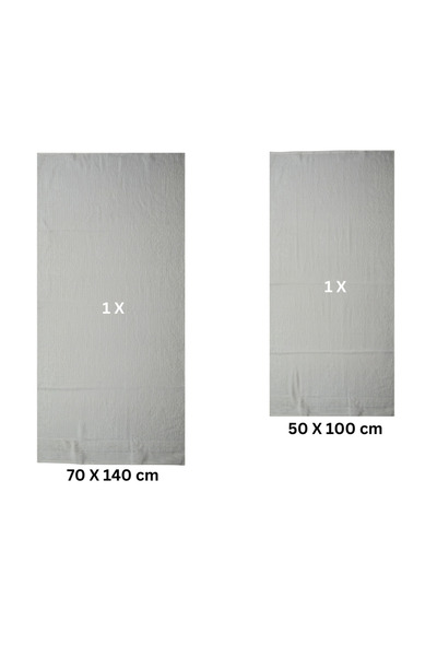 Class Home Collection Set of 2 absorbent towels, 100% Cotton Jacquard, 500 gsm , 50x100 cm + 70x140 cm, Linos, Cream