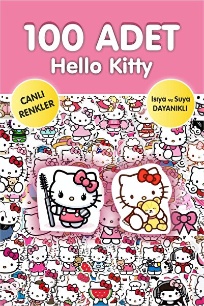 Piksel Grafik Hello Kitty 100 Adet Çıkartma Sticker Seti - Kalem, Laptop Defter Suluk Sticker