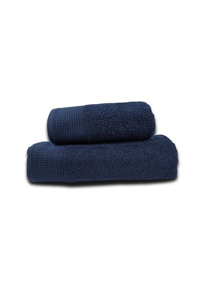 Class Home Collection Set 2 prosoape absorbante, 100% bumbac, 480 g/m², 50x100 cm + 70x140 cm, Nicodemus, bleumarin