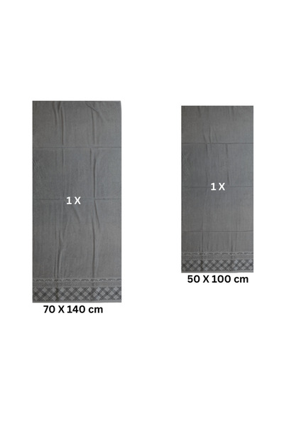 Class Home Collection Set 2 prosoape absorbante, 100% bumbac Jacquard, densitate 450 g/m², 50x100cm + 70x140cm, Rhea, Argintiu