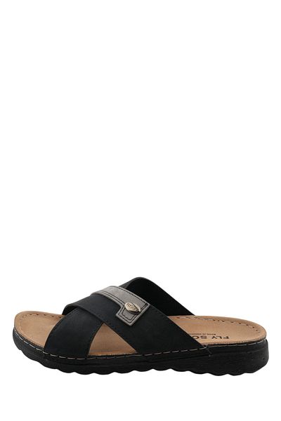 FLY SOFT Cross Banded Black Men's Slippers
