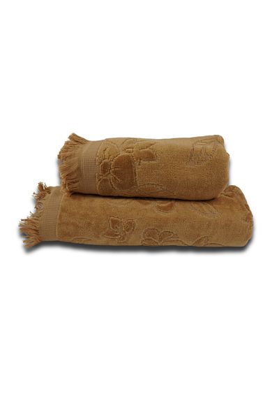 Class Home Collection Set 2 prosoape absorbante, 100% Bumbac Velour Jacquard, 500 g/m², 50x100 cm + 70x140 cm, Ion, Bej