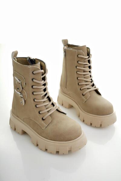 MUGGO Freya Garantili Kalın Taban Fermuarlı Bağcıklı Kadın Postal Bot