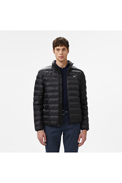 Lacoste Erkek Dik Yaka Kapitone Siyah Mont