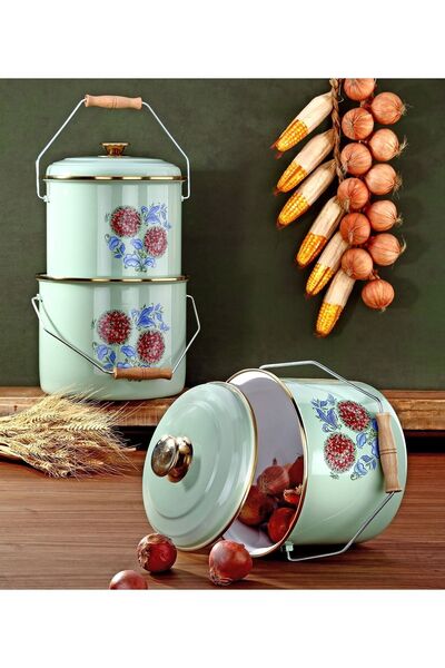 Bonera Σετ Κατσαρόλες Νεροπράσινο Εμαγιέ 3 τεμαχίων - 20-22-24 εκ.