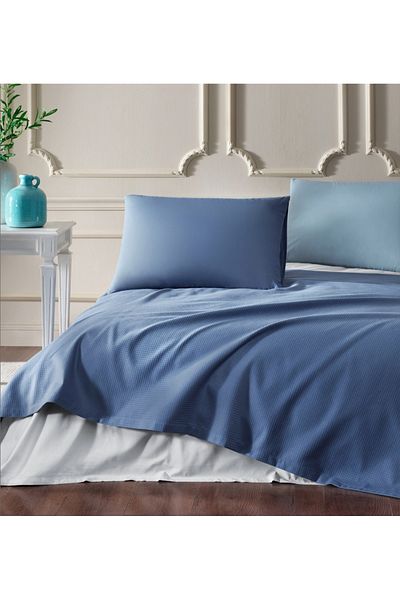 Özdilek Blue Single Pique Set